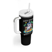 Funny Shark Lover Week Tumbler With Handle Week Guess What Week It Is Summer Beach - Wonder Print Shop