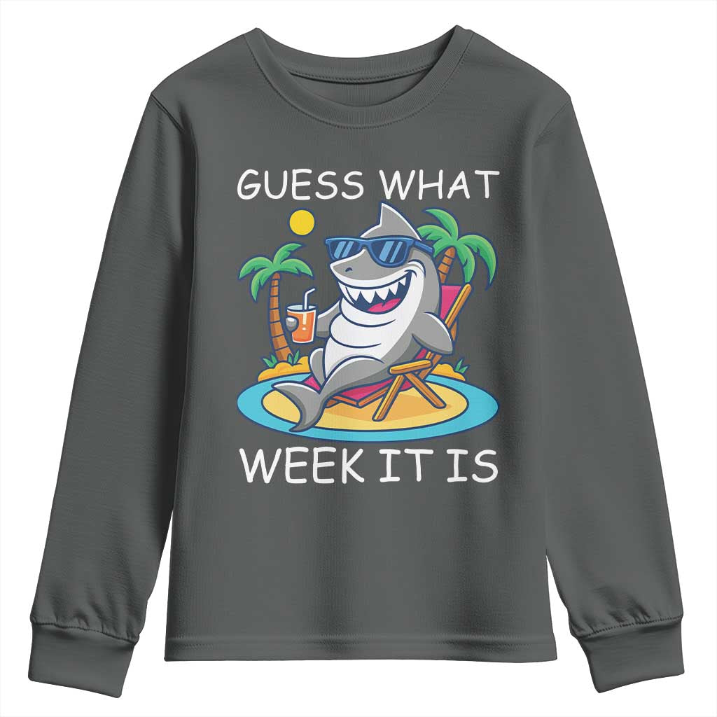 Funny Shark Lover Week Youth Sweatshirt Week Guess What Week It Is Summer Beach - Wonder Print Shop