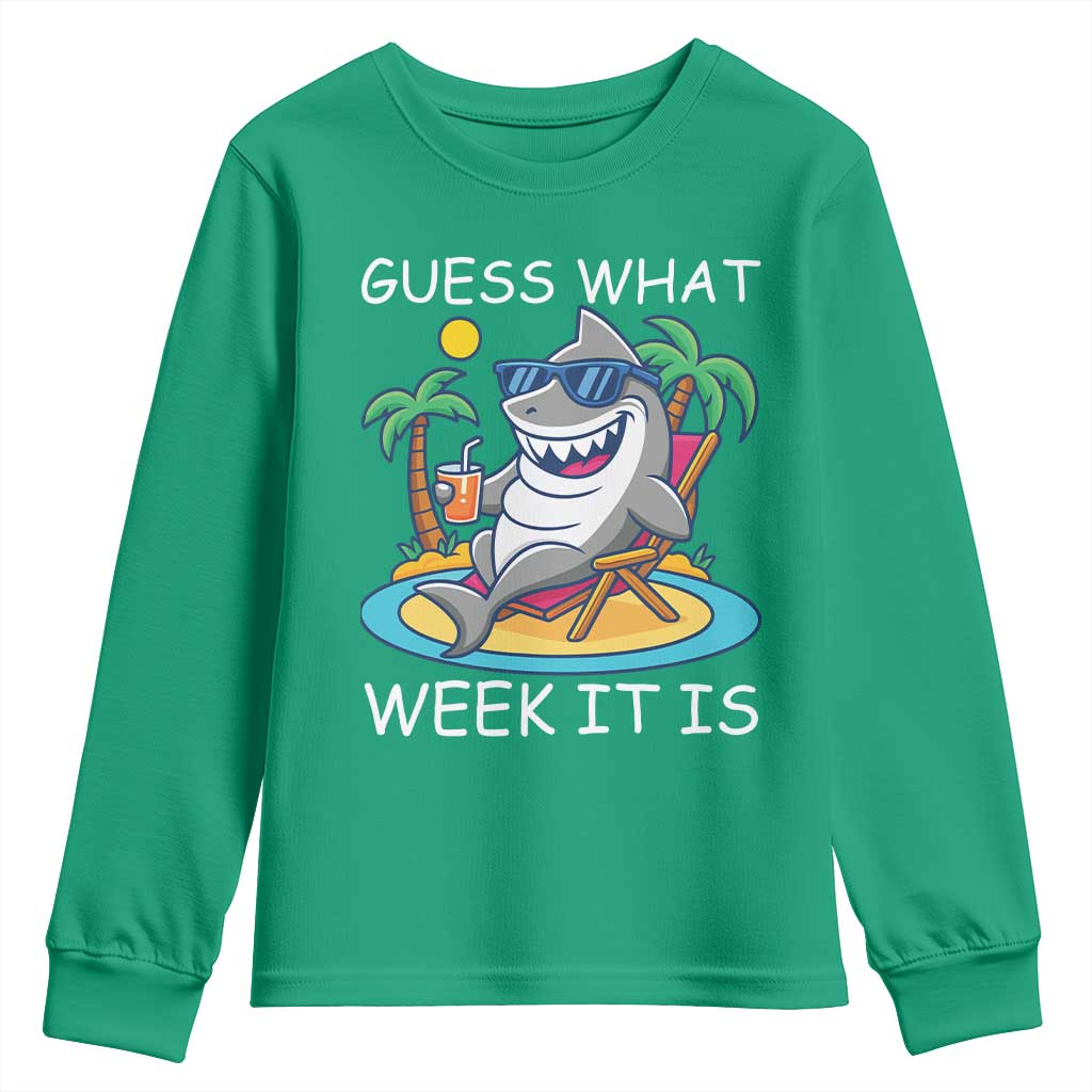Funny Shark Lover Week Youth Sweatshirt Week Guess What Week It Is Summer Beach - Wonder Print Shop