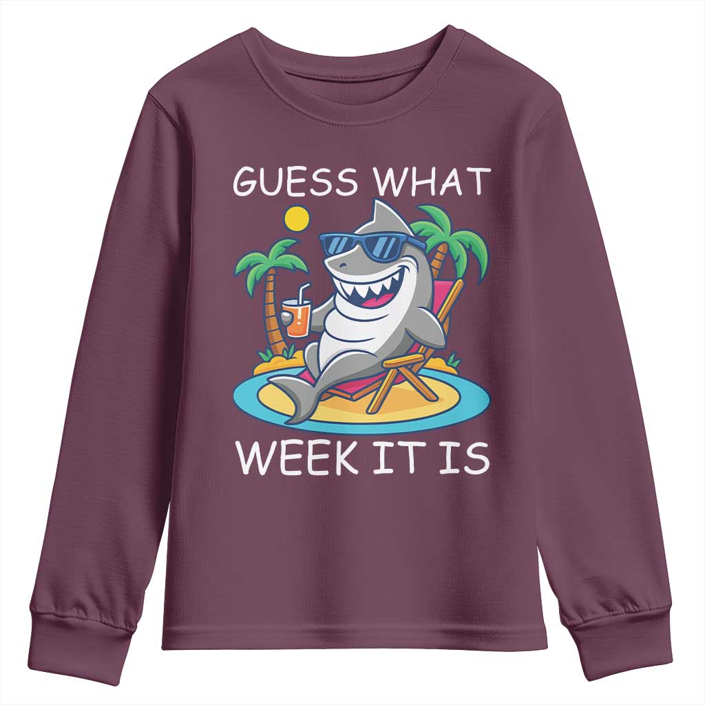 Funny Shark Lover Week Youth Sweatshirt Week Guess What Week It Is Summer Beach - Wonder Print Shop