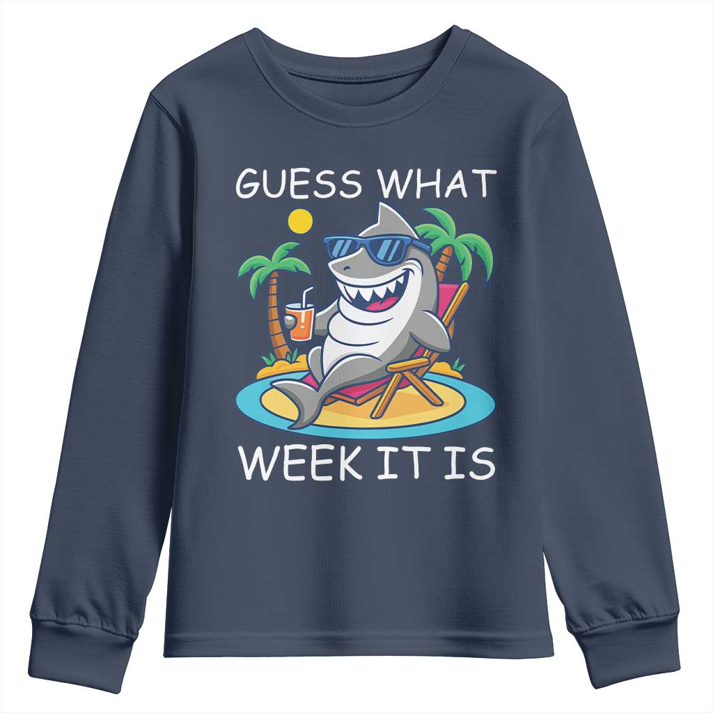 Funny Shark Lover Week Youth Sweatshirt Week Guess What Week It Is Summer Beach - Wonder Print Shop