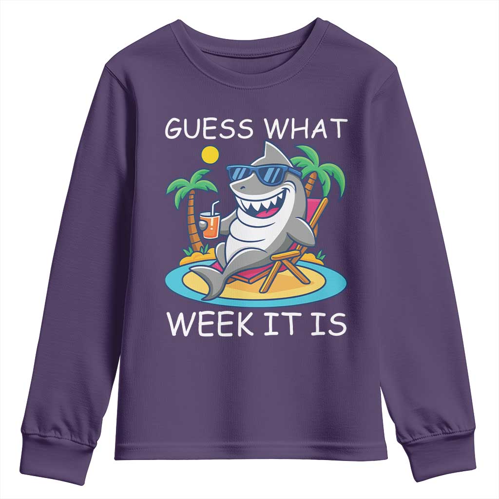 Funny Shark Lover Week Youth Sweatshirt Week Guess What Week It Is Summer Beach - Wonder Print Shop