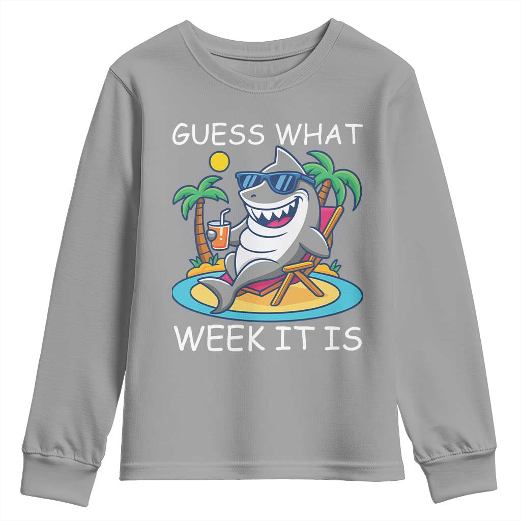 Funny Shark Lover Week Youth Sweatshirt Week Guess What Week It Is Summer Beach - Wonder Print Shop