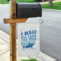 Funny Shark Lover Week Garden Flag I Wait All Year For This Week Ocean - Wonder Print Shop