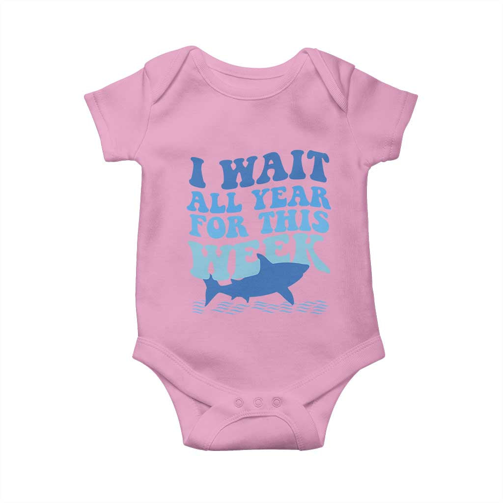 Funny Shark Lover Week Baby Onesie I Wait All Year For This Week Ocean - Wonder Print Shop
