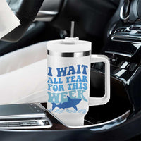 Funny Shark Lover Week Tumbler With Handle I Wait All Year For This Week Ocean - Wonder Print Shop