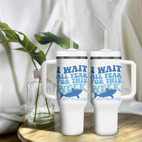 Funny Shark Lover Week Tumbler With Handle I Wait All Year For This Week Ocean - Wonder Print Shop