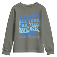 Funny Shark Lover Week Youth Sweatshirt I Wait All Year For This Week Ocean - Wonder Print Shop