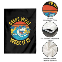Funny Shark Lover Week Garden Flag Guess What Week It Is Ocean Wildlife Retro Sunset - Wonder Print Shop