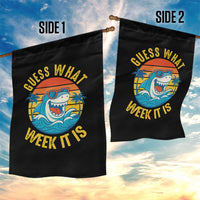 Funny Shark Lover Week Garden Flag Guess What Week It Is Ocean Wildlife Retro Sunset - Wonder Print Shop