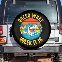 Funny Shark Lover Week Spare Tire Cover Guess What Week It Is Ocean Wildlife Retro Sunset - Wonder Print Shop