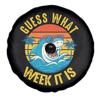 Funny Shark Lover Week Spare Tire Cover Guess What Week It Is Ocean Wildlife Retro Sunset - Wonder Print Shop