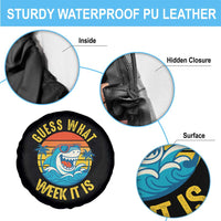 Funny Shark Lover Week Spare Tire Cover Guess What Week It Is Ocean Wildlife Retro Sunset - Wonder Print Shop