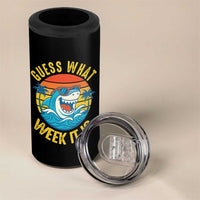 Funny Shark Lover Week 4 in 1 Can Cooler Tumbler Guess What Week It Is Ocean Wildlife Retro Sunset - Wonder Print Shop