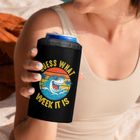 Funny Shark Lover Week 4 in 1 Can Cooler Tumbler Guess What Week It Is Ocean Wildlife Retro Sunset - Wonder Print Shop