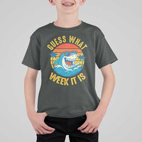 Funny Shark Lover Week T Shirt For Kid Guess What Week It Is Ocean Wildlife Retro Sunset - Wonder Print Shop