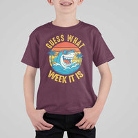 Funny Shark Lover Week T Shirt For Kid Guess What Week It Is Ocean Wildlife Retro Sunset - Wonder Print Shop