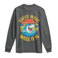 Funny Shark Lover Week Long Sleeve Shirt Guess What Week It Is Ocean Wildlife Retro Sunset - Wonder Print Shop