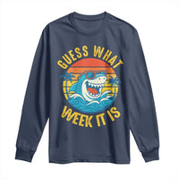 Funny Shark Lover Week Long Sleeve Shirt Guess What Week It Is Ocean Wildlife Retro Sunset - Wonder Print Shop