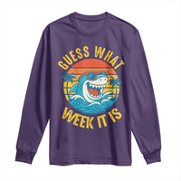 Funny Shark Lover Week Long Sleeve Shirt Guess What Week It Is Ocean Wildlife Retro Sunset - Wonder Print Shop