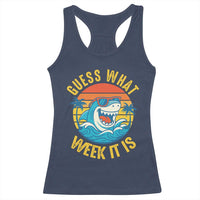 Funny Shark Lover Week Racerback Tank Top Guess What Week It Is Ocean Wildlife Retro Sunset - Wonder Print Shop