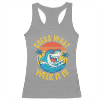 Funny Shark Lover Week Racerback Tank Top Guess What Week It Is Ocean Wildlife Retro Sunset - Wonder Print Shop