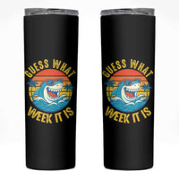 Funny Shark Lover Week Skinny Tumbler Guess What Week It Is Ocean Wildlife Retro Sunset - Wonder Print Shop