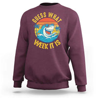 Funny Shark Lover Week Sweatshirt Guess What Week It Is Ocean Wildlife Retro Sunset - Wonder Print Shop