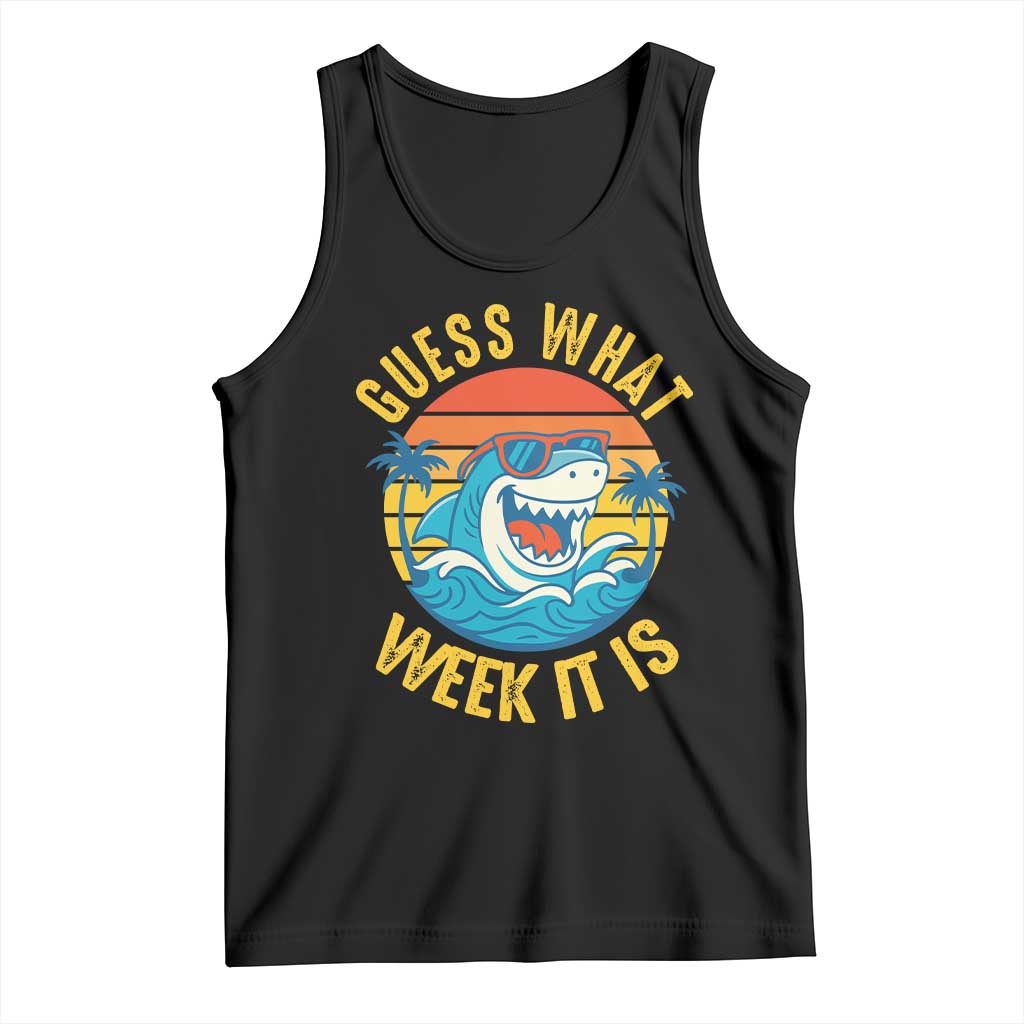 Funny Shark Lover Week Tank Top Guess What Week It Is Ocean Wildlife Retro Sunset - Wonder Print Shop