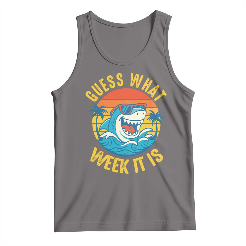 Funny Shark Lover Week Tank Top Guess What Week It Is Ocean Wildlife Retro Sunset - Wonder Print Shop