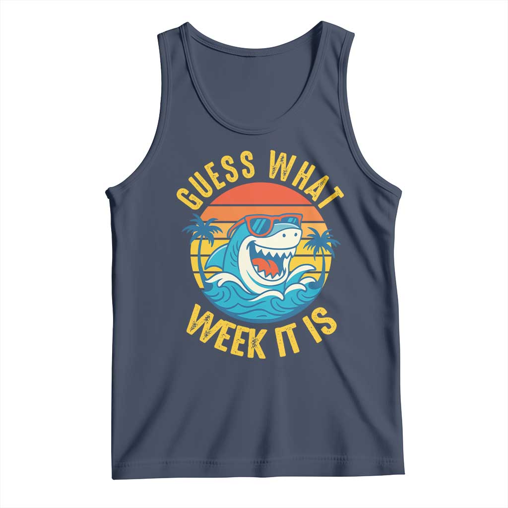 Funny Shark Lover Week Tank Top Guess What Week It Is Ocean Wildlife Retro Sunset - Wonder Print Shop