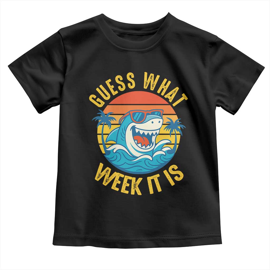 Funny Shark Lover Week Toddler T Shirt Guess What Week It Is Ocean Wildlife Retro Sunset - Wonder Print Shop