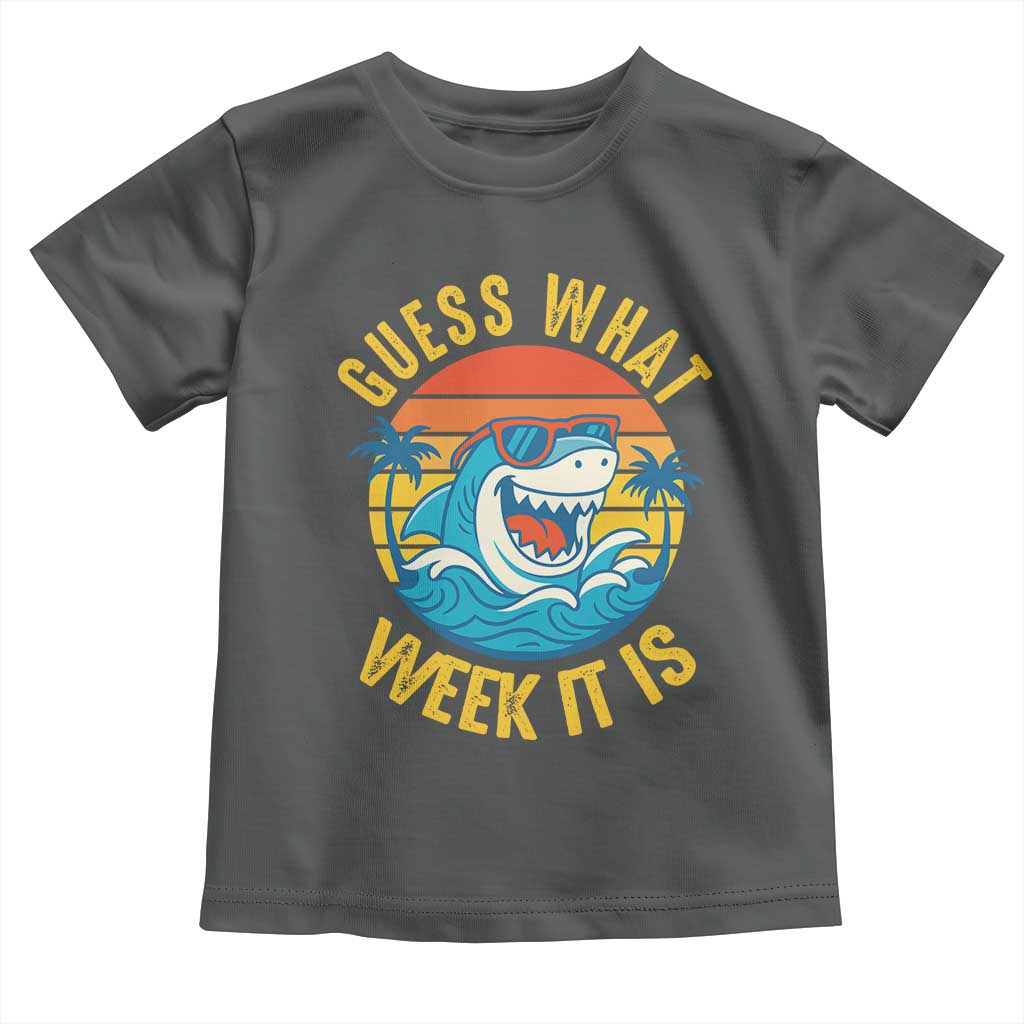 Funny Shark Lover Week Toddler T Shirt Guess What Week It Is Ocean Wildlife Retro Sunset - Wonder Print Shop