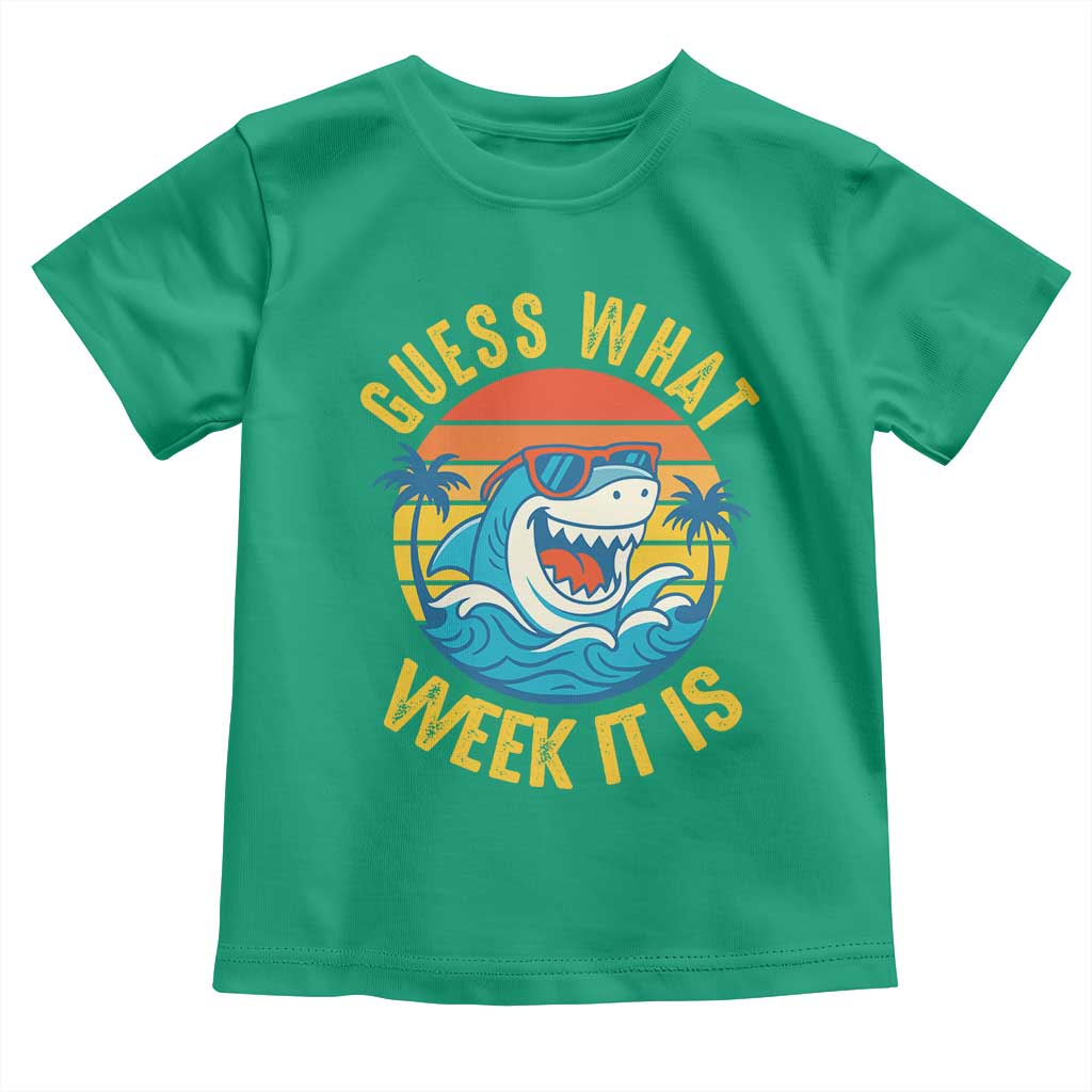 Funny Shark Lover Week Toddler T Shirt Guess What Week It Is Ocean Wildlife Retro Sunset - Wonder Print Shop