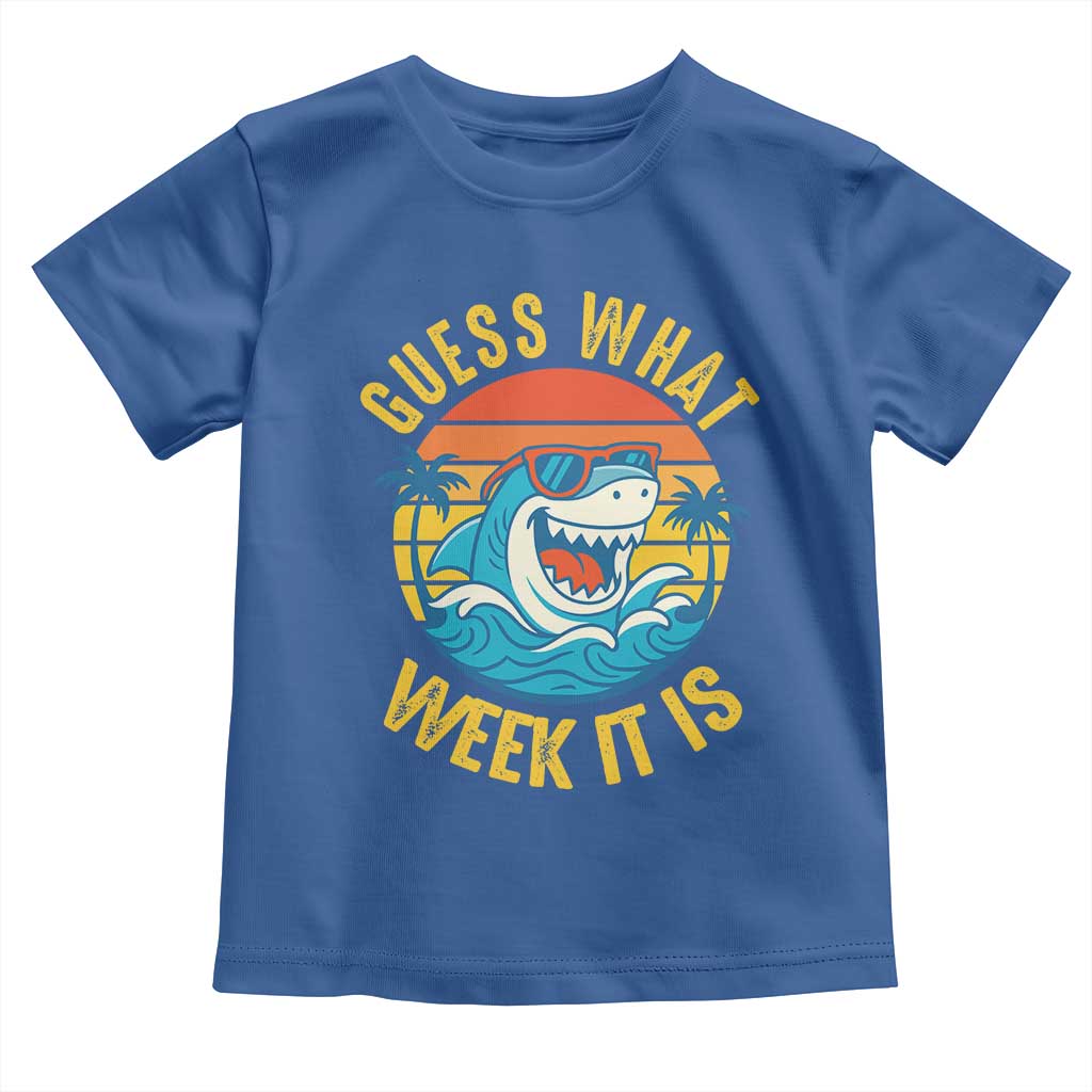 Funny Shark Lover Week Toddler T Shirt Guess What Week It Is Ocean Wildlife Retro Sunset - Wonder Print Shop