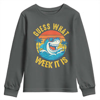 Funny Shark Lover Week Youth Sweatshirt Guess What Week It Is Ocean Wildlife Retro Sunset - Wonder Print Shop
