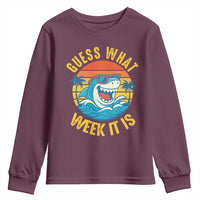 Funny Shark Lover Week Youth Sweatshirt Guess What Week It Is Ocean Wildlife Retro Sunset - Wonder Print Shop