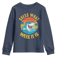 Funny Shark Lover Week Youth Sweatshirt Guess What Week It Is Ocean Wildlife Retro Sunset - Wonder Print Shop