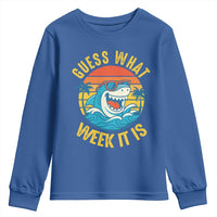 Funny Shark Lover Week Youth Sweatshirt Guess What Week It Is Ocean Wildlife Retro Sunset - Wonder Print Shop