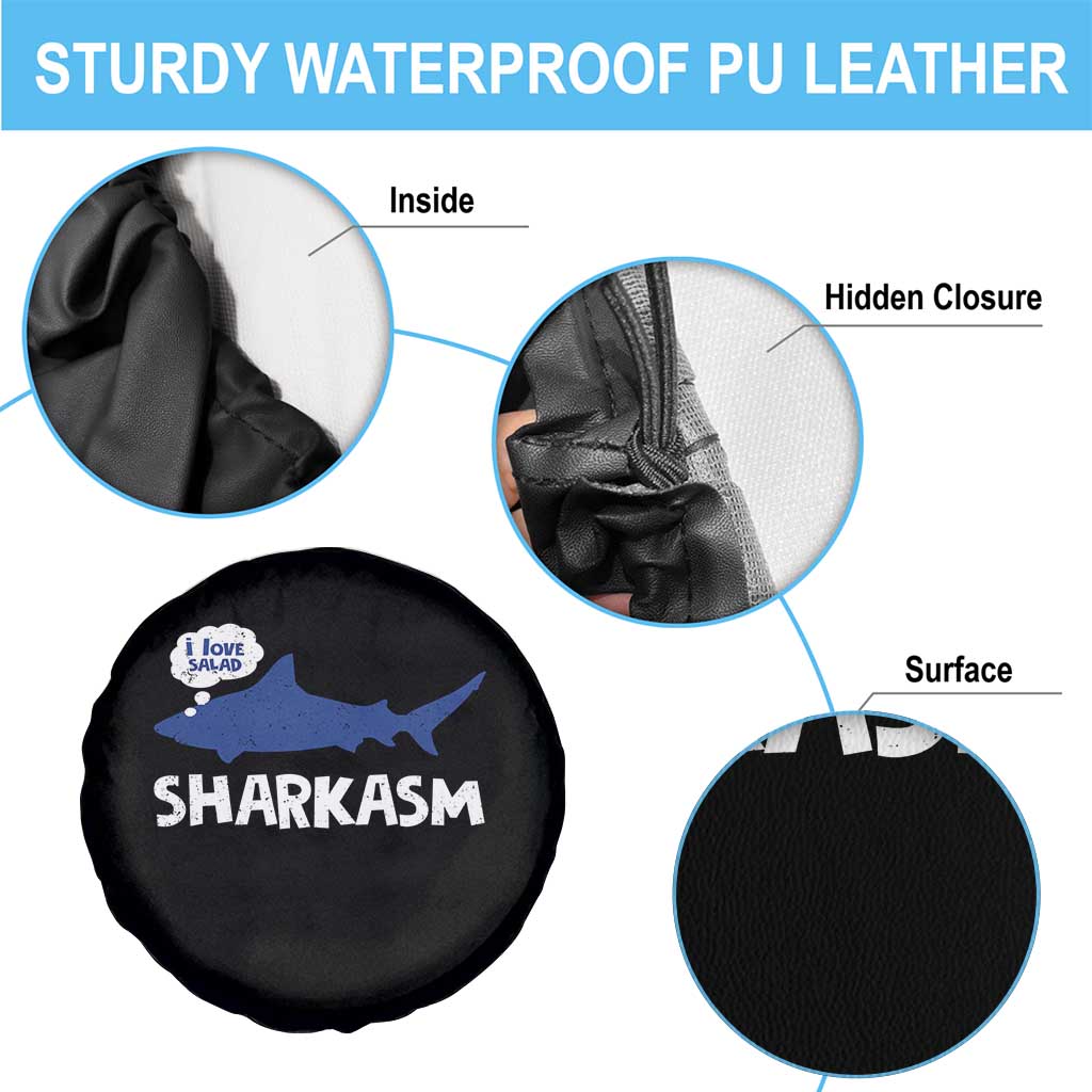 Funny Shark Sarcasm Spare Tire Cover Shark Sharkasm Marine Biology Vintage - Wonder Print Shop
