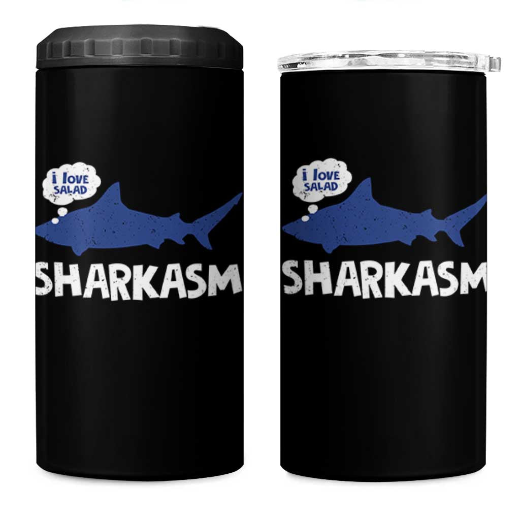 Funny Shark Sarcasm 4 in 1 Can Cooler Tumbler Shark Sharkasm Marine Biology Vintage - Wonder Print Shop