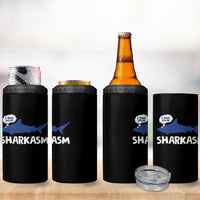 Funny Shark Sarcasm 4 in 1 Can Cooler Tumbler Shark Sharkasm Marine Biology Vintage - Wonder Print Shop