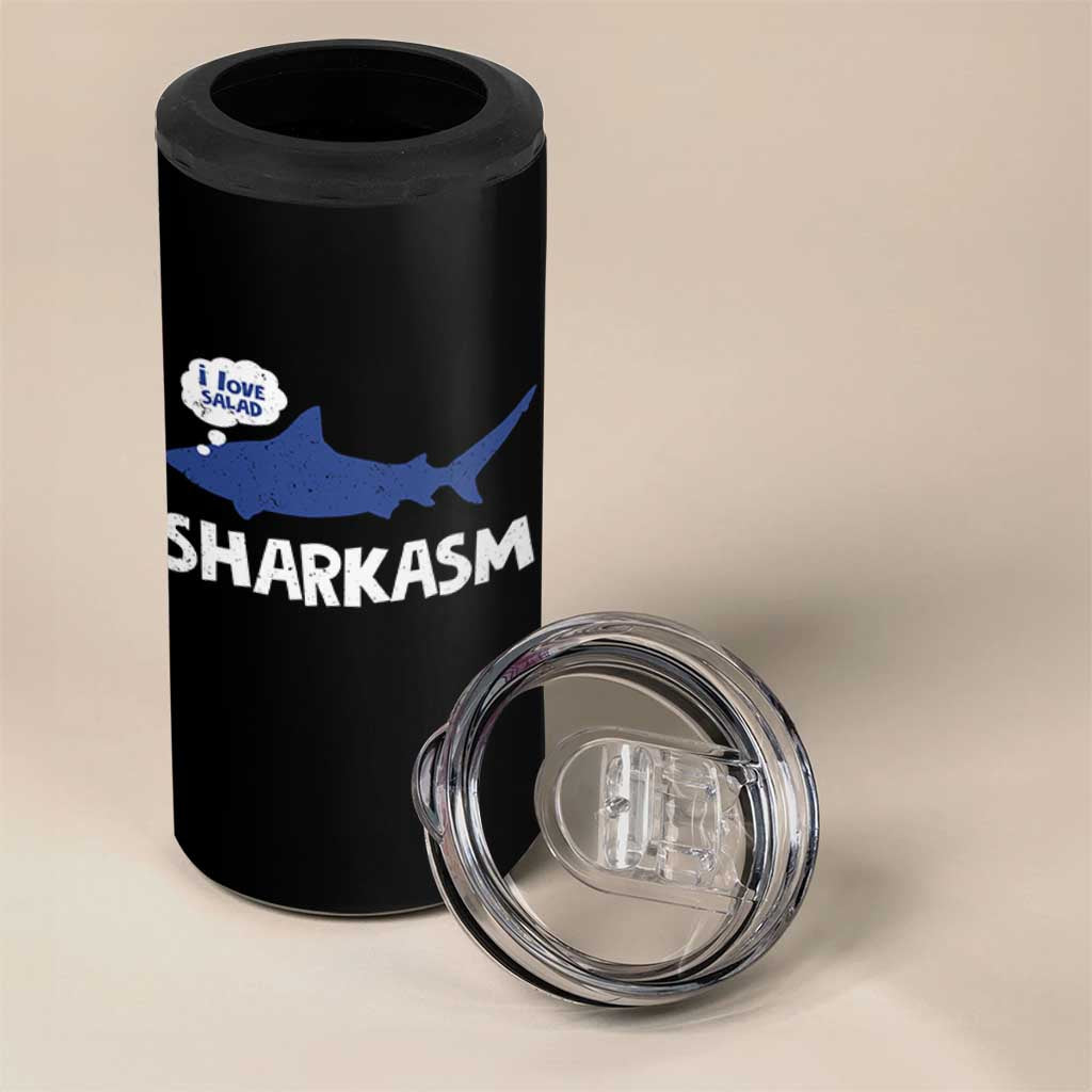 Funny Shark Sarcasm 4 in 1 Can Cooler Tumbler Shark Sharkasm Marine Biology Vintage - Wonder Print Shop