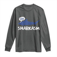 Funny Shark Sarcasm Long Sleeve Shirt Shark Sharkasm Marine Biology Vintage - Wonder Print Shop