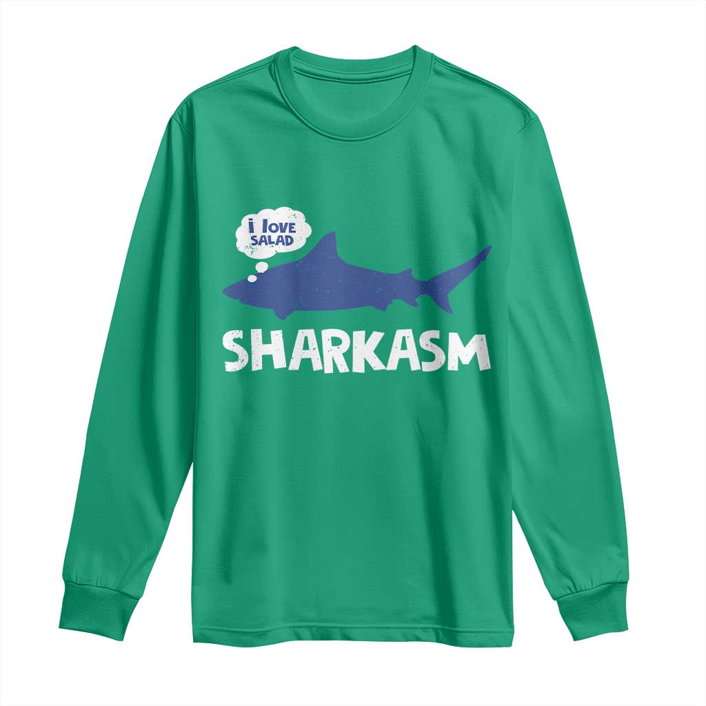 Funny Shark Sarcasm Long Sleeve Shirt Shark Sharkasm Marine Biology Vintage - Wonder Print Shop