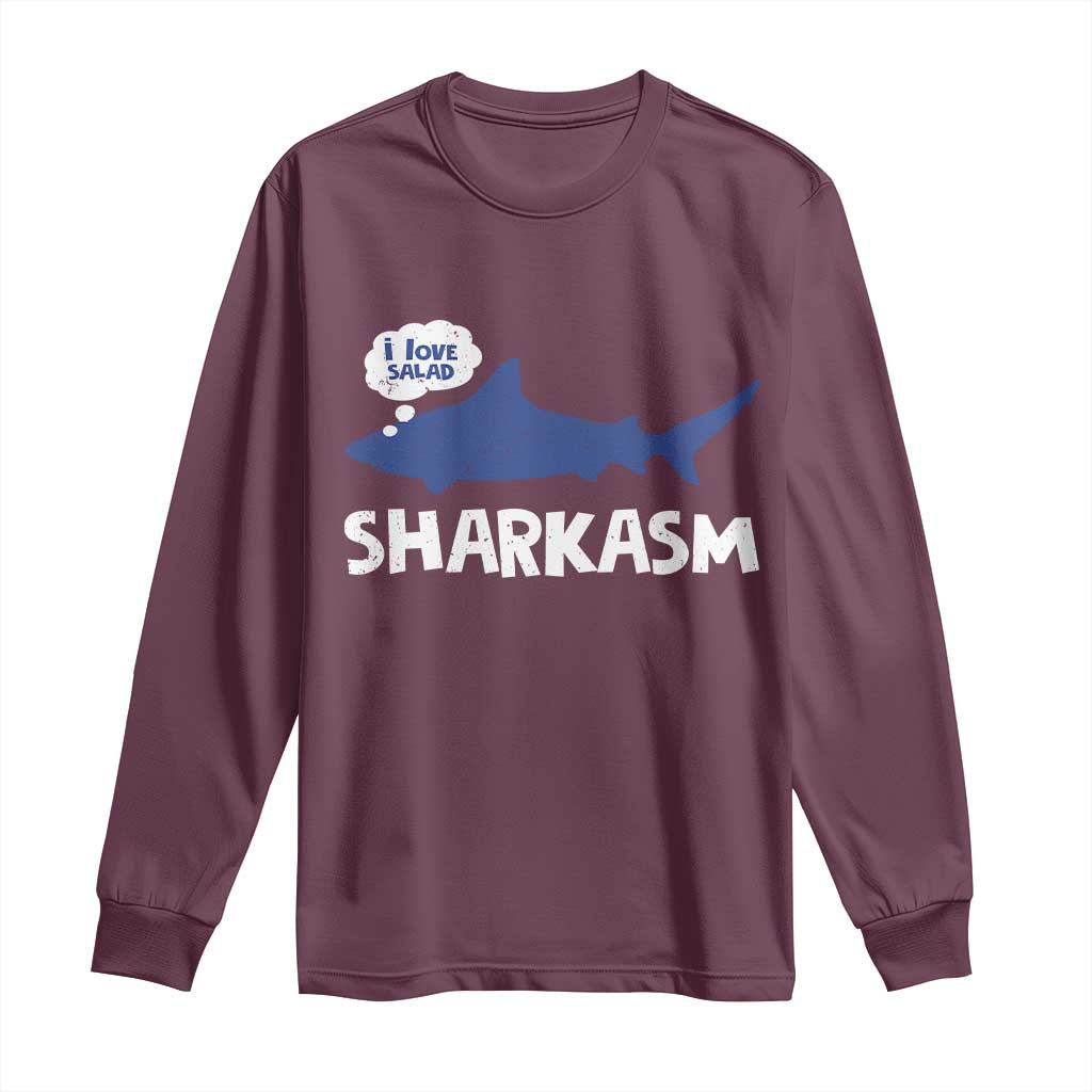 Funny Shark Sarcasm Long Sleeve Shirt Shark Sharkasm Marine Biology Vintage - Wonder Print Shop