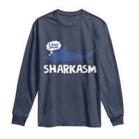 Funny Shark Sarcasm Long Sleeve Shirt Shark Sharkasm Marine Biology Vintage - Wonder Print Shop