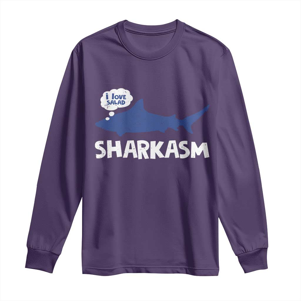 Funny Shark Sarcasm Long Sleeve Shirt Shark Sharkasm Marine Biology Vintage - Wonder Print Shop