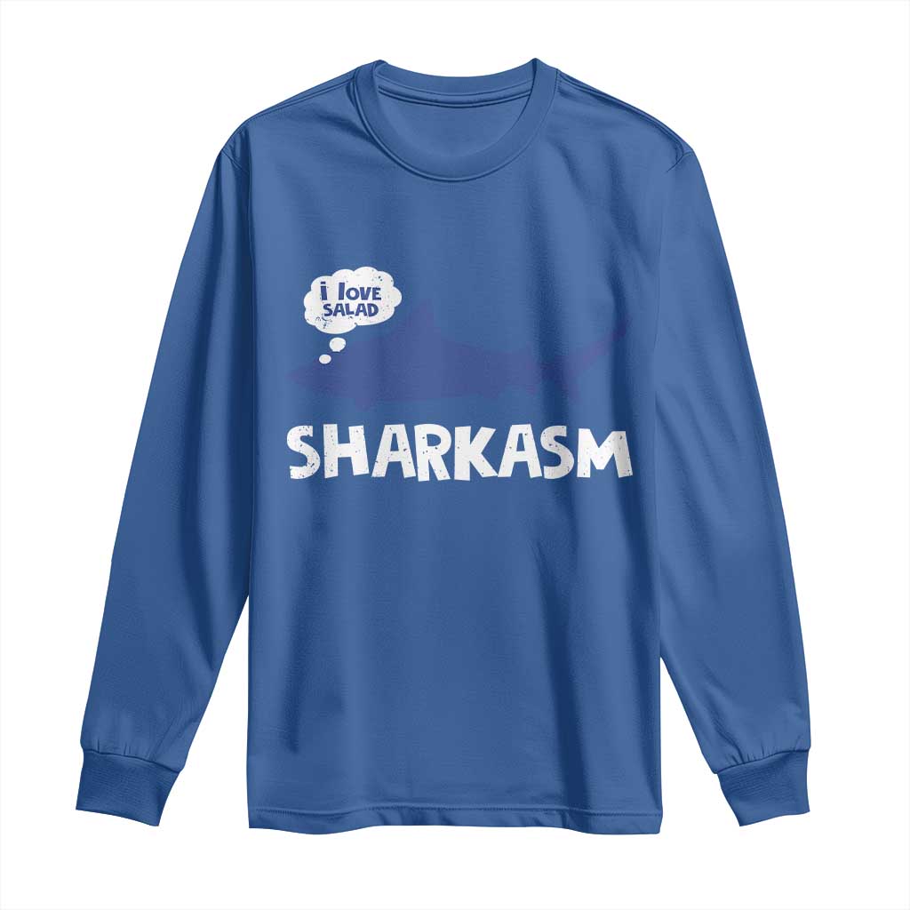 Funny Shark Sarcasm Long Sleeve Shirt Shark Sharkasm Marine Biology Vintage - Wonder Print Shop