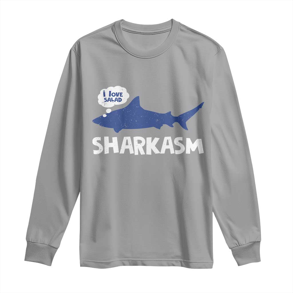Funny Shark Sarcasm Long Sleeve Shirt Shark Sharkasm Marine Biology Vintage - Wonder Print Shop